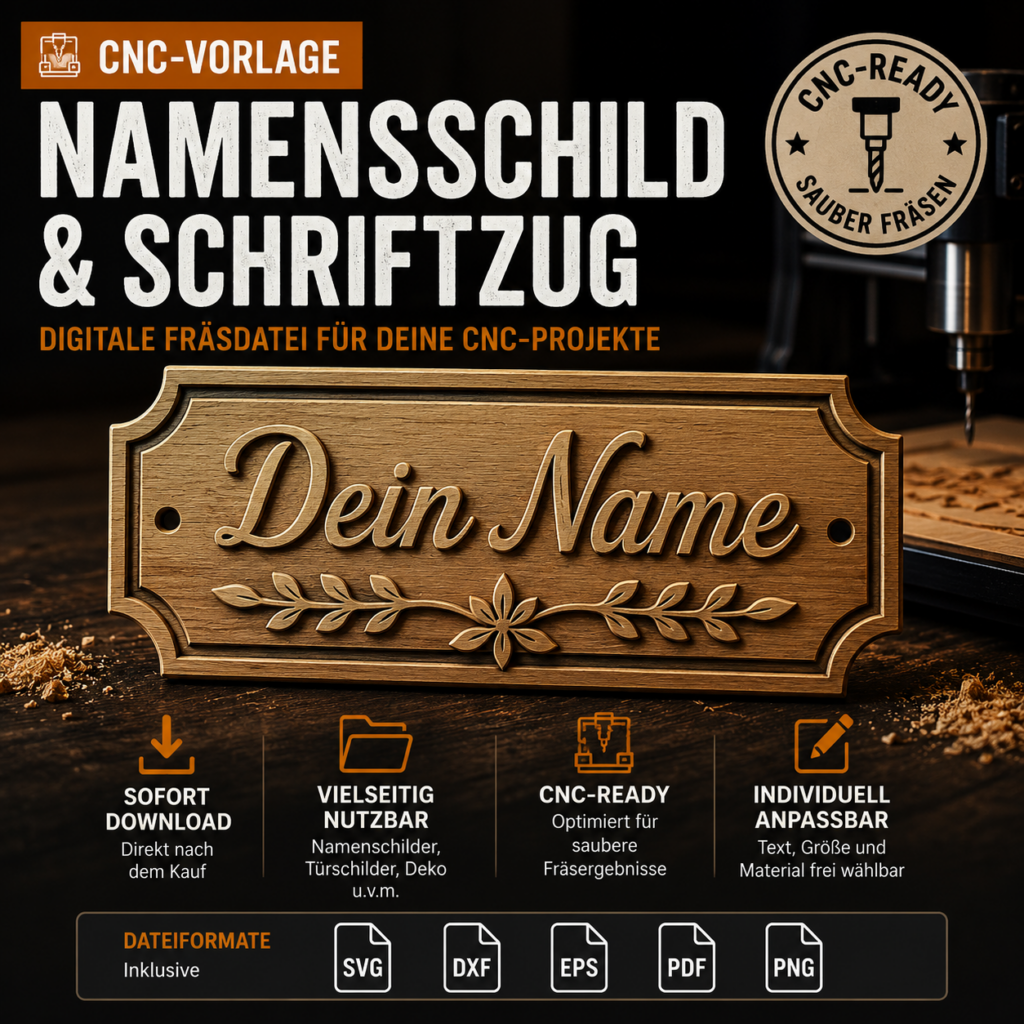 CNC-Vorlage – Namensschild / Schriftzug