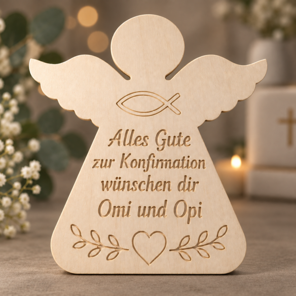 Personalisierter Holzengel mit Wunschgravur